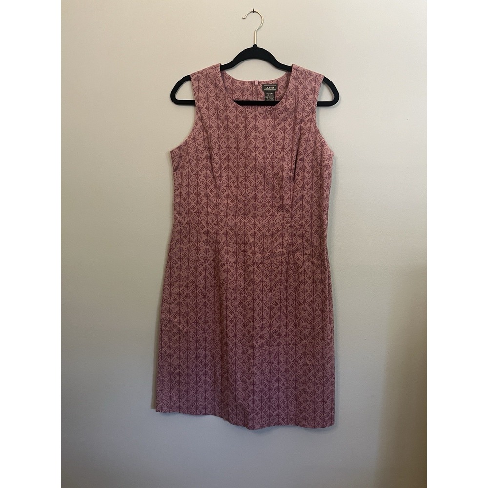 L.L Bean Sleeveless Dress Mauve Pink Geometric Casual Lightweight Women Size 10